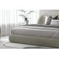 Lit design en cuir de luxe LUXO, avec sommier à lattes offert, gris clair, 160x200