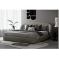 Lit design en cuir de luxe LUXO, avec sommier à lattes offert, gris foncé, 160x200