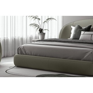 Lit design en cuir de luxe LUXO, avec sommier à lattes offert, gris foncé, 160x200