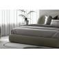 Lit design en cuir de luxe LUXO, avec sommier à lattes offert, gris foncé, 160x200