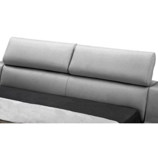 Lit design en cuir italien de luxe FENDO, avec sommier à lattes, gris clair, 160x200