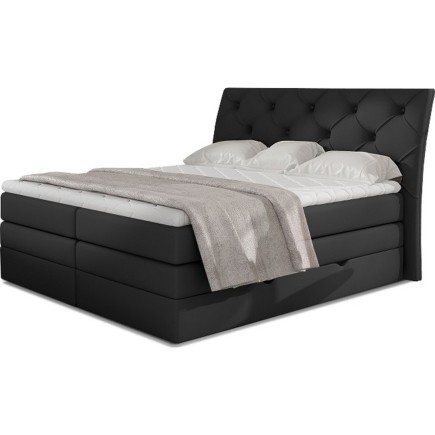 Complément de paiement : Ensemble boxspring complet tête de lit + sommiers + matelas + surmatelas MIRO en simili noir - 160x200