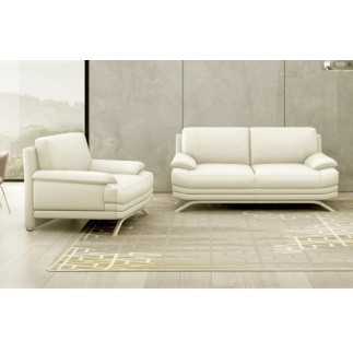 Ensemble canapés 2 places + fauteuil 1 place, en cuir LUXE italien MARINI, écru