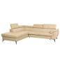 Canapé d'angle convertible en cuir italien de luxe 5/6 places FINLANDE avec coffre, beige, angle gauche Canapé d'angle convertible en cuir italien de luxe 5/6 places FINLANDE avec coffre, beige, angle gauche
