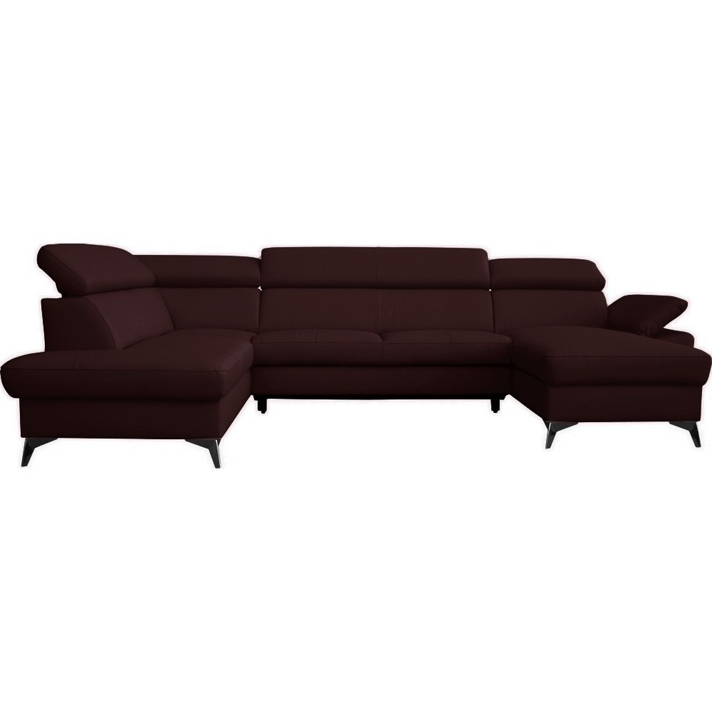 Canapé d'angle convertible en cuir italien de luxe 7/8 places WARINI avec coffre, couleur cuir Dollaro Merlin, angle gauche Canapé d'angle convertible en cuir italien de luxe 7/8 places WARINI avec coffre, couleur cuir Dollaro Merlin, angle gauche