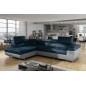 Canapé d'angle convertible en velours luxe 5 places, avec coffre, bleu foncé / gris clair, angle gauche (vu de face), ANNECY VEL Canapé d'angle convertible en velours luxe 5 places, avec coffre, bleu foncé / gris clair, angle gauche (vu de face), ANNECY VEL