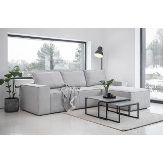 Canapé d'angle convertible - SIDNEY VELOURS - en velours Luxe - 5/6 places, gris clair, angle droit (vu de face)