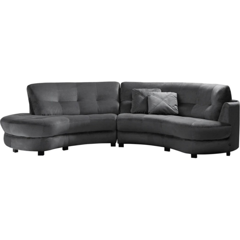 Canapé en velours luxe 5/6 places BRENNER gris foncé, côté accoudoir droit Canapé en velours luxe 5/6 places BRENNER gris foncé, côté accoudoir droit