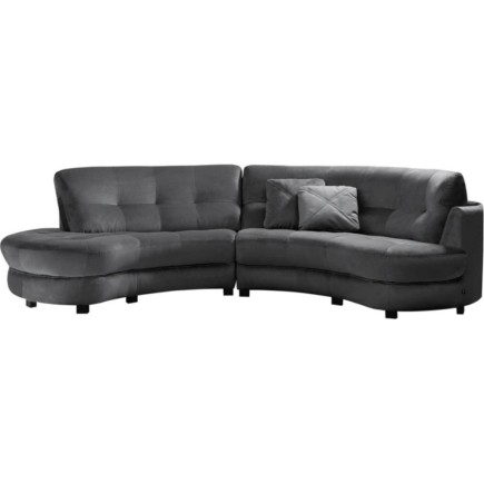 Canapé en velours luxe 5/6 places BRENNER gris foncé, côté accoudoir droit
