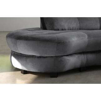 Canapé en velours luxe 5/6 places BRENNER gris foncé, côté accoudoir droit