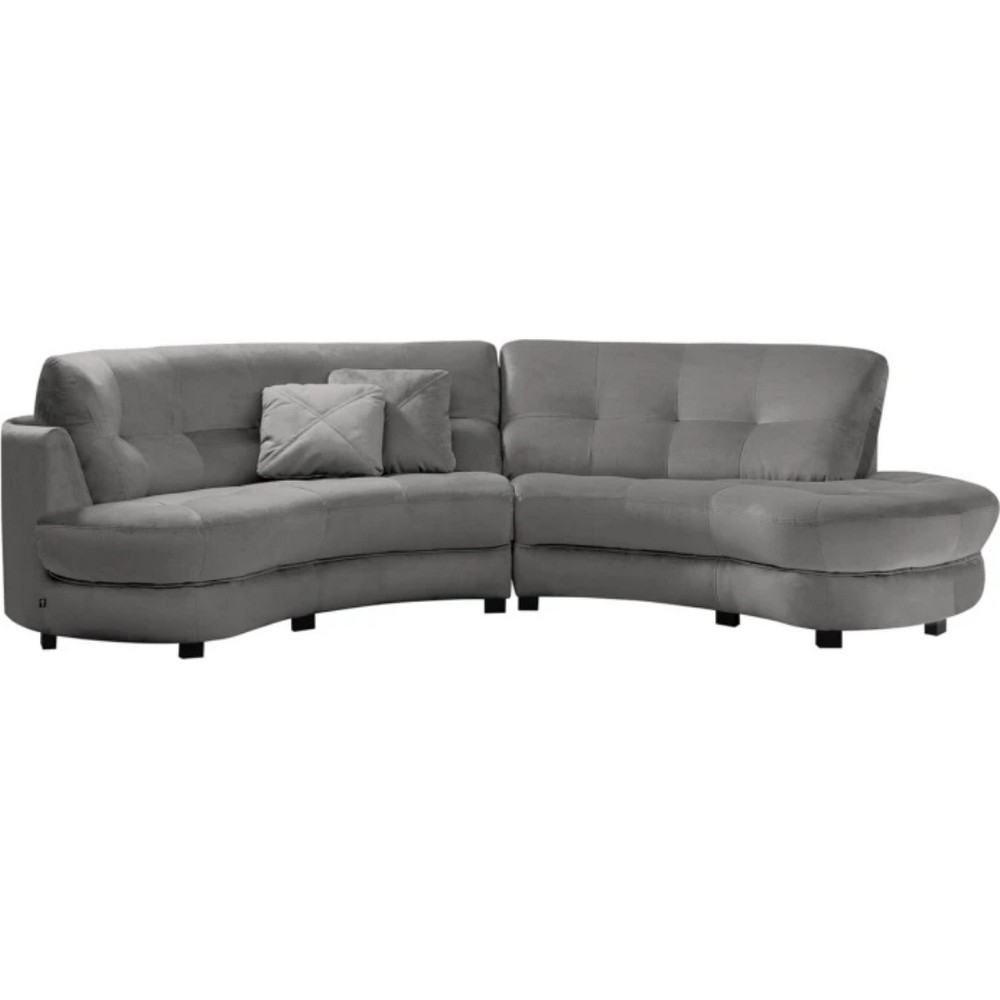 Canapé en velours luxe 5/6 places BRENNER gris clair, côté accoudoir gauche Canapé en velours luxe 5/6 places BRENNER gris clair, côté accoudoir gauche
