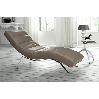 Chaise longue réglable multipositions, en cuir de luxe italien, SWEET, taupe