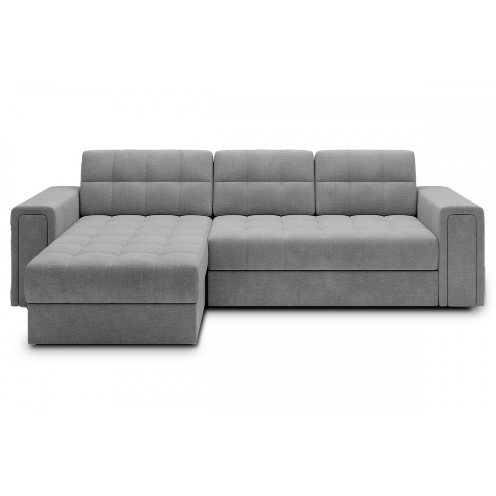 Canapé d'angle convertible, BLENDO en velours Luxe gris, 4 places, angle gauche (vu de face), Gris clair Canapé d'angle convertible, BLENDO en velours Luxe gris, 4 places, angle gauche (vu de face), Gris clair