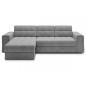 Canapé d'angle convertible, BLENDO en velours Luxe gris, 4 places, angle gauche (vu de face), Gris clair Canapé d'angle convertible, BLENDO en velours Luxe gris, 4 places, angle gauche (vu de face), Gris clair