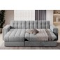 Canapé d'angle convertible, BLENDO en velours Luxe gris, 4 places, angle gauche (vu de face), Gris clair Canapé d'angle convertible, BLENDO en velours Luxe gris, 4 places, angle gauche (vu de face), Gris clair