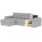 Canapé d'angle convertible, BLENDO en velours Luxe gris, 4 places, angle gauche (vu de face), Gris clair Canapé d'angle convertible, BLENDO en velours Luxe gris, 4 places, angle gauche (vu de face), Gris clair