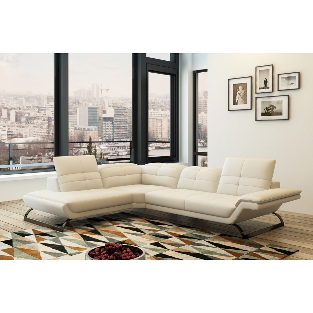 Canapé d'angle en cuir italien 5 places MODERNI, blanc, angle gauche Canapé d'angle en cuir italien 5 places MODERNI, blanc, angle gauche
