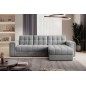 Canapé d'angle convertible, BLENDO - en velours Luxe gris, 4 places, angle droit (vu de face), Gris clair Canapé d'angle convertible, BLENDO - en velours Luxe gris, 4 places, angle droit (vu de face), Gris clair