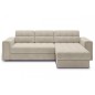 Canapé d'angle convertible, BLENDO - en velours Luxe beige clair, 4 places, angle droit (vu de face) Canapé d'angle convertible, BLENDO - en velours Luxe beige clair, 4 places, angle droit (vu de face)