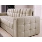 Canapé d'angle convertible, BLENDO en velours Luxe beige clair, 4 places, angle gauche (vu de face) Canapé d'angle convertible, BLENDO en velours Luxe beige clair, 4 places, angle gauche (vu de face)