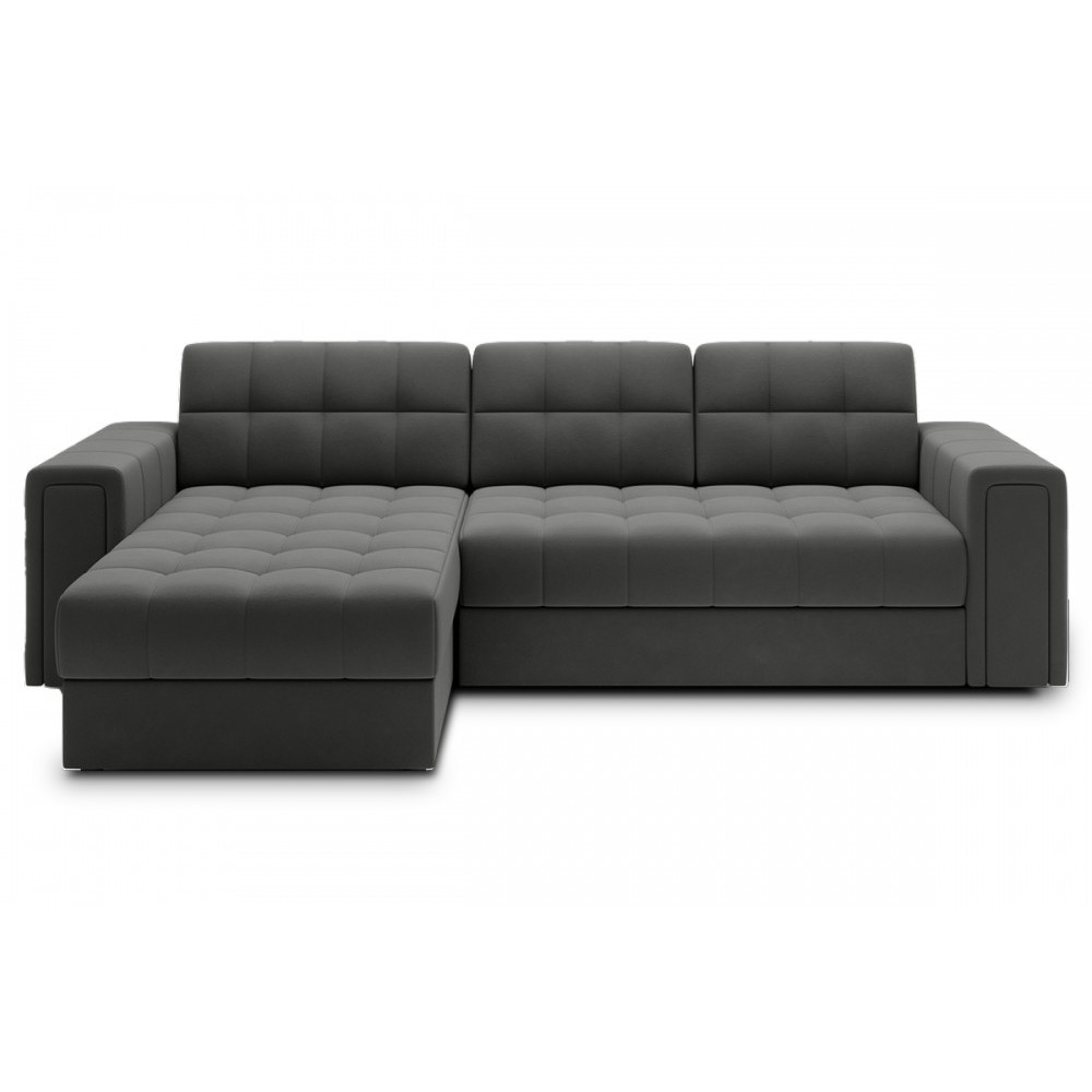 Canapé d'angle convertible, BLENDO en velours Luxe gris foncé, 4 places, angle gauche (vu de face) Canapé d'angle convertible, BLENDO en velours Luxe gris foncé, 4 places, angle gauche (vu de face)