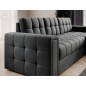 Canapé d'angle convertible, BLENDO - en velours Luxe gris foncé, 4 places, angle droit (vu de face) Canapé d'angle convertible, BLENDO - en velours Luxe gris foncé, 4 places, angle droit (vu de face)