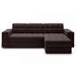 Canapé d'angle convertible, BLENDO - en velours Luxe chocolat, 4 places, angle droit (vu de face)