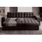 Canapé d'angle convertible, BLENDO - en velours Luxe chocolat, 4 places, angle droit (vu de face)