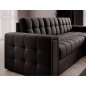 Canapé d'angle convertible, BLENDO - en velours Luxe chocolat, 4 places, angle droit (vu de face)