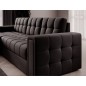 Canapé d'angle convertible, BLENDO en velours Luxe chocolat, 4 places, angle gauche (vu de face)