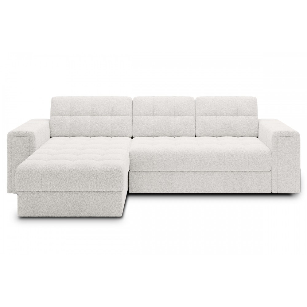 Canapé d'angle convertible, BLENDO en tissu bouclette Luxe - ivoire, 4 places, angle gauche (vu de face) Canapé d'angle convertible, BLENDO en tissu bouclette Luxe - ivoire, 4 places, angle gauche (vu de face)
