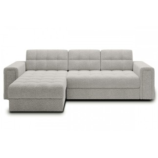 Canapé d'angle convertible, BLENDO en tissu bouclette Luxe - gris, 4 places, angle gauche (vu de face)