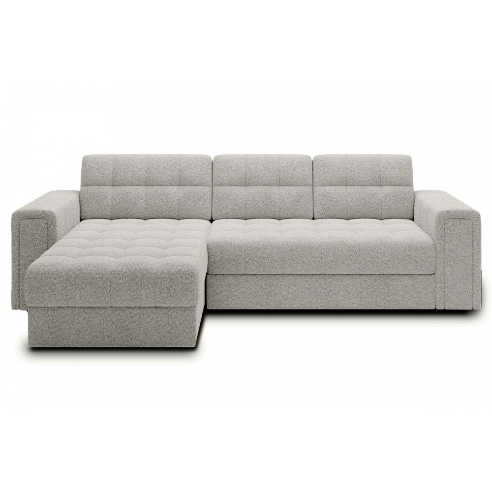 Canapé d'angle convertible, BLENDO en tissu bouclette Luxe - gris, 4 places, angle gauche (vu de face), Gris clair Canapé d'angle convertible, BLENDO en tissu bouclette Luxe - gris, 4 places, angle gauche (vu de face), Gris clair
