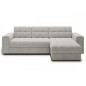 Canapé d'angle convertible, BLENDO en tissu bouclette Luxe gris clair, 4 places, angle droit (vu de face)