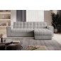 Canapé d'angle convertible, BLENDO en tissu bouclette Luxe gris clair, 4 places, angle droit (vu de face)