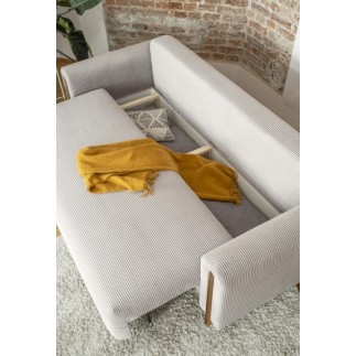 Canapé 3 places convertible ARCADIO en velours côtelé Luxe beige clair