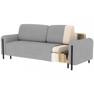 Canapé 3 places convertible ARCADIO en velours côtelé Luxe beige clair