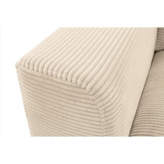 Canapé d'angle en velours cotelé Luxe beige BERLINO, 5 places, angle droit (vu de face)