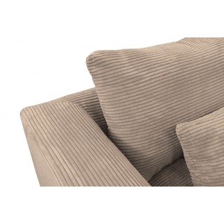 Canapé d'angle en velours cotelé Luxe marron BERLINO, 5 places, angle droit (vu de face)