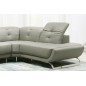 Canapé d'angle en cuir italien 5 places MODERNI, gris clair, angle droit Canapé d'angle en cuir italien 5 places MODERNI, gris clair, angle droit