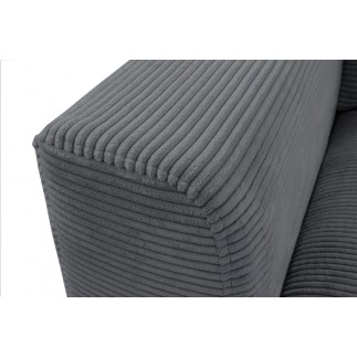 Canapé d'angle en velours cotelé Luxe gris foncé BERLINO, 5 places, angle droit (vu de face)