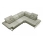 Canapé d'angle en cuir italien 5 places MODERNI, gris clair, angle droit Canapé d'angle en cuir italien 5 places MODERNI, gris clair, angle droit