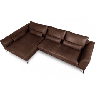 Canapé d'angle BERRY 100% TOUT cuir italien de prestige, marron, angle gauche