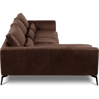 Canapé d'angle BERRY 100% TOUT cuir italien de prestige, marron, angle gauche