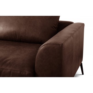 Canapé d'angle BERRY 100% TOUT cuir italien de prestige, marron, angle gauche