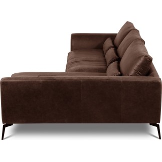 Canapé d'angle BERRY 100% TOUT cuir italien de prestige, marron, angle gauche