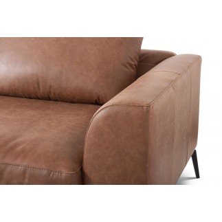 Canapé d'angle BERRY 100% TOUT cuir italien de prestige, marron, angle gauche