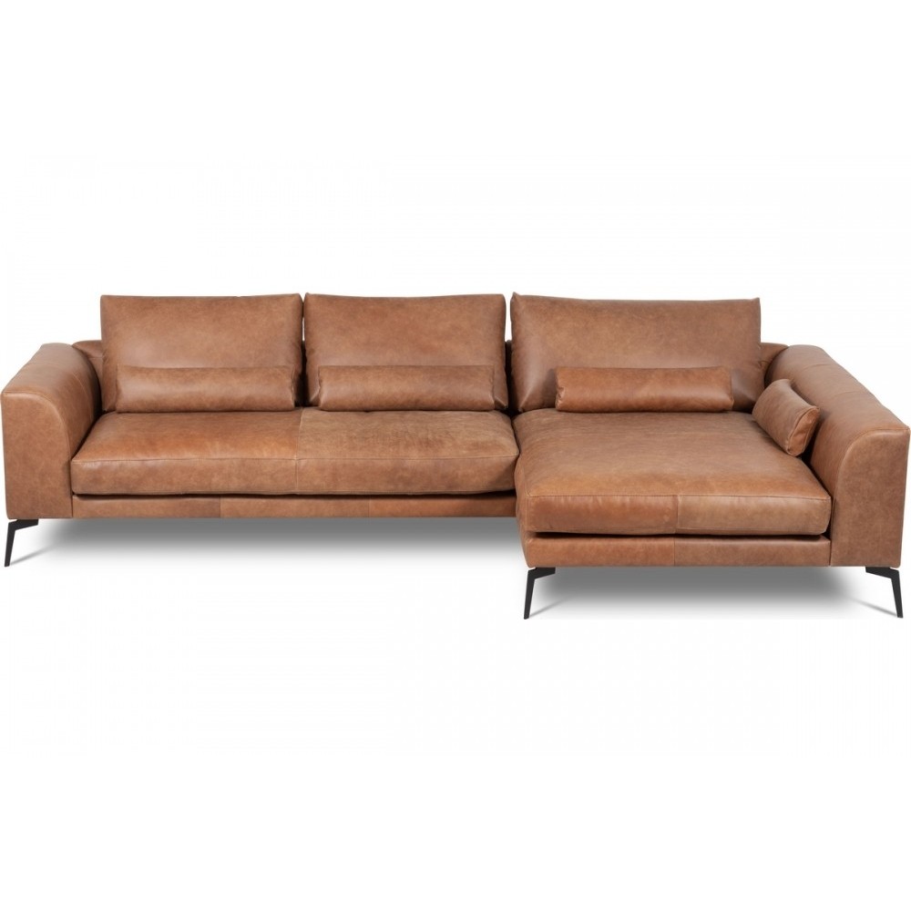 Canapé d'angle BERRY en 100% TOUT cuir italien de prestige, marron, angle droit, 5 places Canapé d'angle BERRY en 100% TOUT cuir italien de prestige, marron, angle droit, 5 places