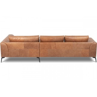 Canapé d'angle BERRY en 100% TOUT cuir italien de prestige, marron, angle droit