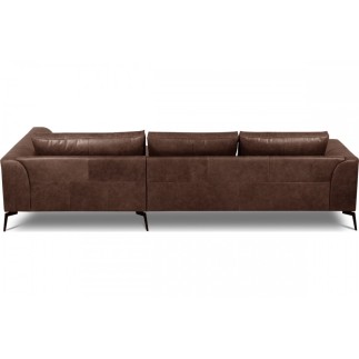 Canapé d'angle BERRY en 100% TOUT cuir italien de prestige, chocolat, angle droit